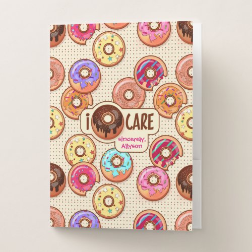 I Doughnut Care Cute Funny Donut Sweet Treats Love Pocket Folder
