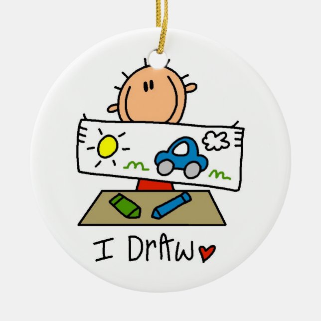 I Draw Ceramic Ornament (Front)