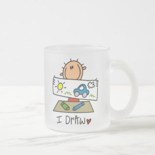 I Draw Frosted Glass Coffee Mug