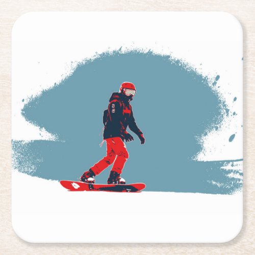 I Dream of Snowboarding _ Snowboarder Square Paper Coaster
