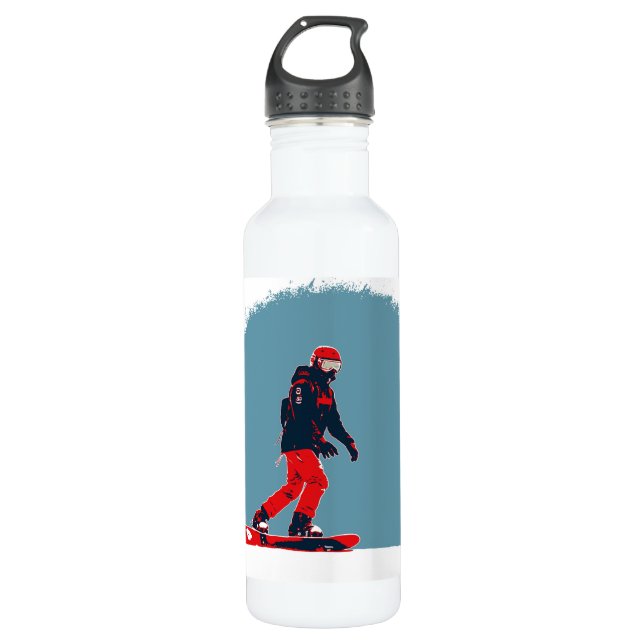 I Dream of Snowboarding - Snowboarder Stainless Steel Water Bottle (Front)
