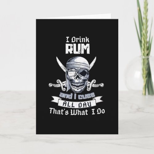 I Drink Rum Pirate Skull Flag Jolly Roger Costume Card