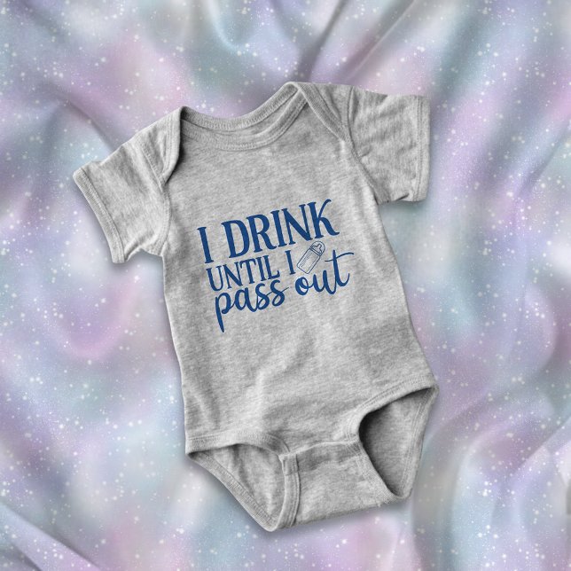 I Drink Until I Pass Out Milk Bottle Funny Blue Baby Bodysuit (Creator Uploaded)