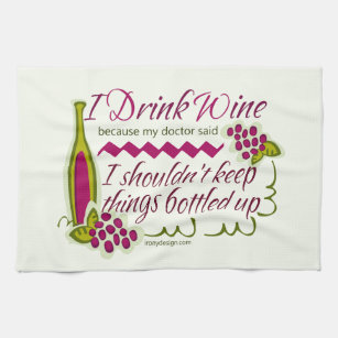 Funny Kitchen Towels, Fun Dish Towels with Wine Alcohol Drink