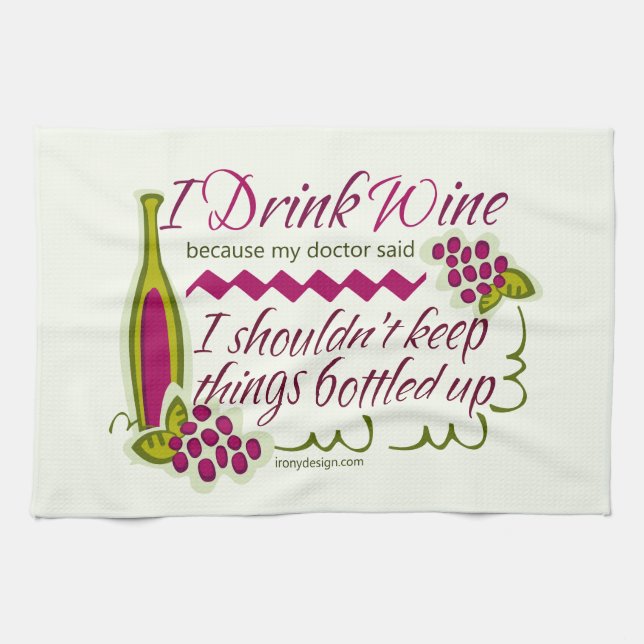 I Drink Wine Funny Quote Design Hand Towel (Horizontal)
