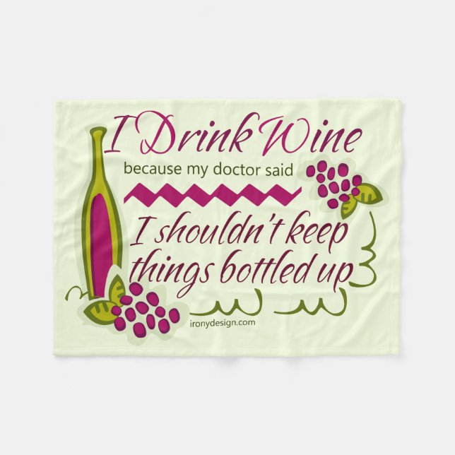 I Drink Wine Funny Quote Fleece Blanket (Front (Horizontal))
