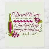 I Drink Wine Funny Quote Wine Label (Single Label)