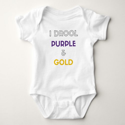 I Drool Purple and Gold Baby Bodysuit