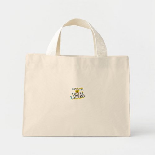 I drop only at tilted towers mini tote bag