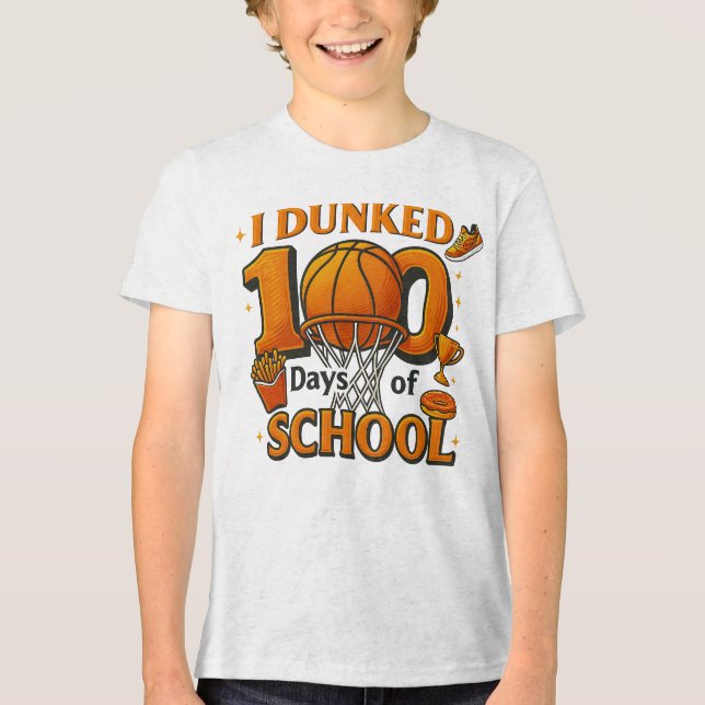 I Dunked 100 Days Of School Basketball Student Tri-Blend Shirt (Front)