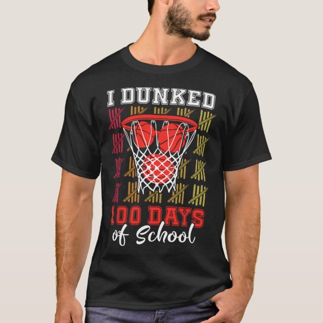 I Dunked 100 Days Sketll 100th Day School Boys Kid T-Shirt (Front)