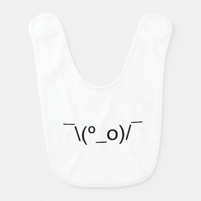 I Dunno LOL ¯\(º_o)/¯ Emoticon Japanese Kaomoji Bib (Front)
