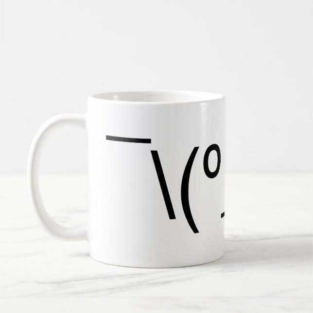 I Dunno LOL ¯\(º_o)/¯ Emoticon Japanese Kaomoji Coffee Mug (Left)