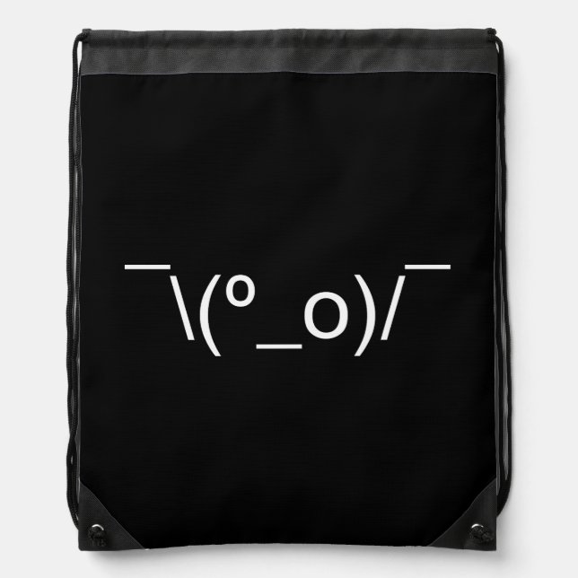 I Dunno LOL ¯\(º_o)/¯ Emoticon Japanese Kaomoji Drawstring Bag (Front)