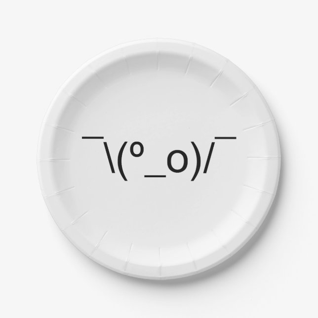 I Dunno LOL ¯\(º_o)/¯ Emoticon Japanese Kaomoji Paper Plates (Front)