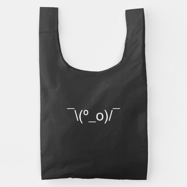 I Dunno LOL ¯\(º_o)/¯ Emoticon Japanese Kaomoji Reusable Bag (Front)
