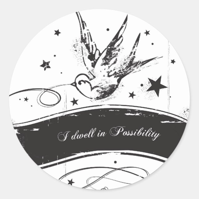 "I dwell in Possibility" Classic Round Sticker (Front)