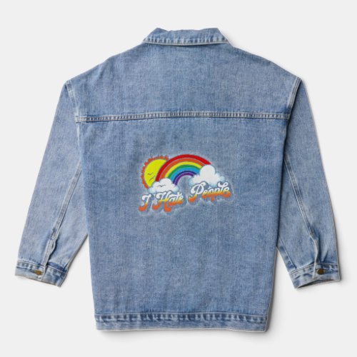 I E People Antisocial Introvert Rainbow  Denim Jacket