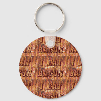 I Eat Bacon Text with Background Keychain