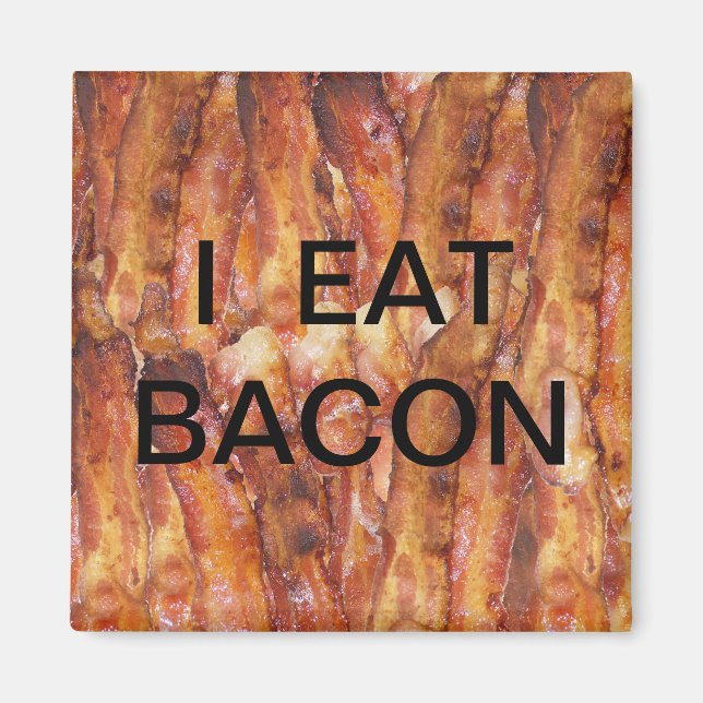 I Eat Bacon Text with Background Magnet (Front)