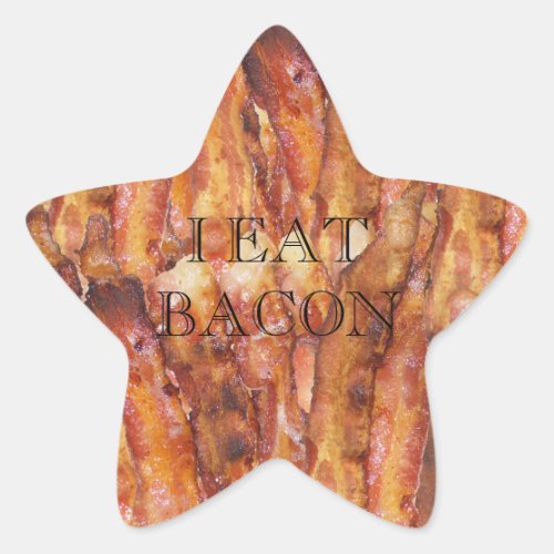 I Eat Bacon Text with Background Star Sticker