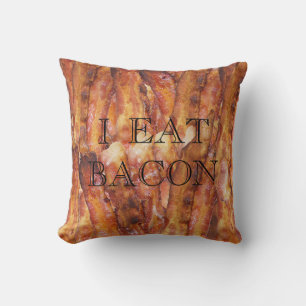 I Eat Bacon Text with Background Throw Pillow