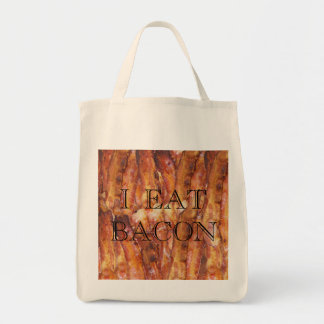I Eat Bacon Text with Background Tote Bag