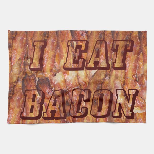 I Eat Bacon Text with Background Towel (Horizontal)