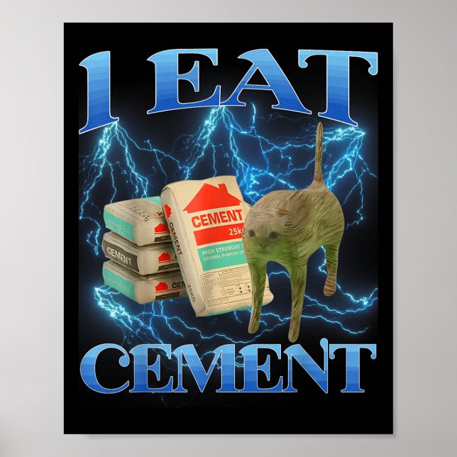 I Eat Cement Funny Cat Meme Internet Memes Funny M Poster (Front)