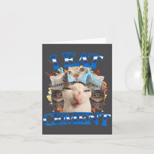 I Eat Cement Funny Cat Meme Men Women Kids Humor  Card (Front)