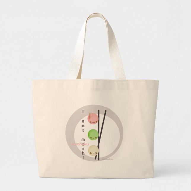 I eat mochi large tote bag (Front)