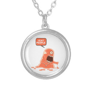 i eat people silver plated necklace