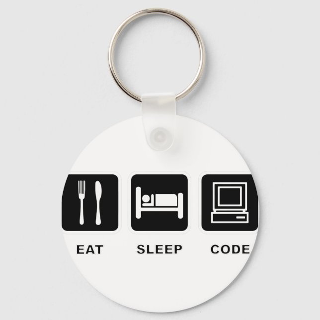 I eat, sleep and code keychain (Front)