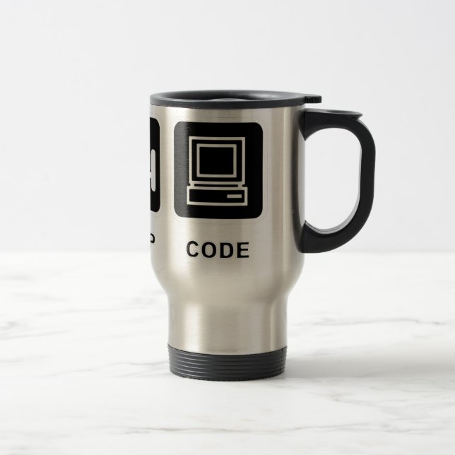 I eat, sleep and code travel mug (Right)