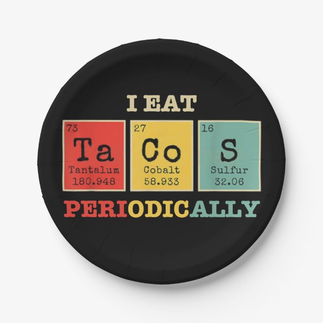 I Eat Tacos Periodically Paper Plates (Front)