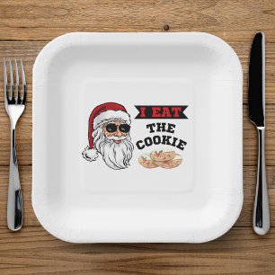 I Eat The Cookie Funny Dirty Joke Santa Christmas Paper Plates