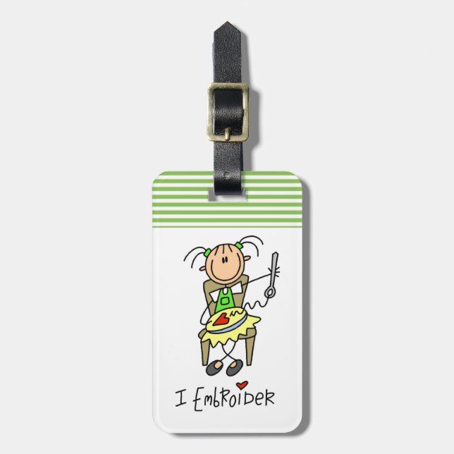 I Embroider Stick Figure Luggage Tag (Front Vertical)