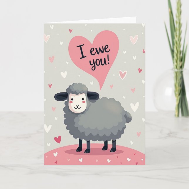 I Ewe You Funny Sheep Love Card (Front)