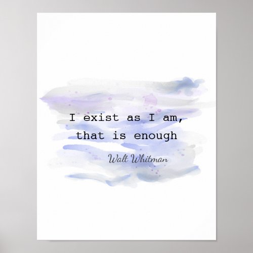 I exist inspirational quote poster Whitman quote