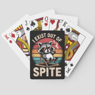 I Exist Out Of Spite Funny Raccoon Vintage Poker Cards