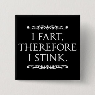 I Fart Therefore I Stink Dark Square Pinback Button