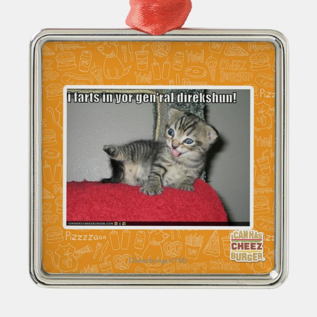 I farts in yor gen'ral direkshun metal ornament (Front)