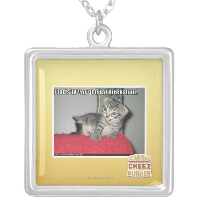 I farts in yor gen'ral direkshun silver plated necklace (Front)