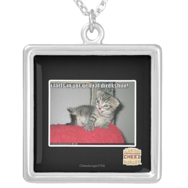 I farts in yor gen'ral direkshun silver plated necklace (Front)