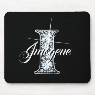 I Faux Diamond Bling Monogram Mouse Pad