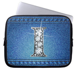 I Faux "Diamond" Denim Stitching Electronics Bag