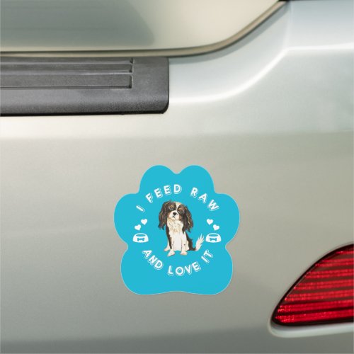 I Feed Raw and Love It Tri Colored Cavalier    Car Magnet