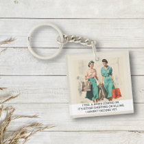 I Feel a Spree Coming  Funny Retro 50s Saying Keychain