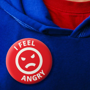 I Feel Angry Red Emoji Face Emotion Button