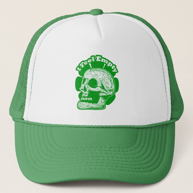 I Feel Empty - Green and White Trucker Hat (Front)